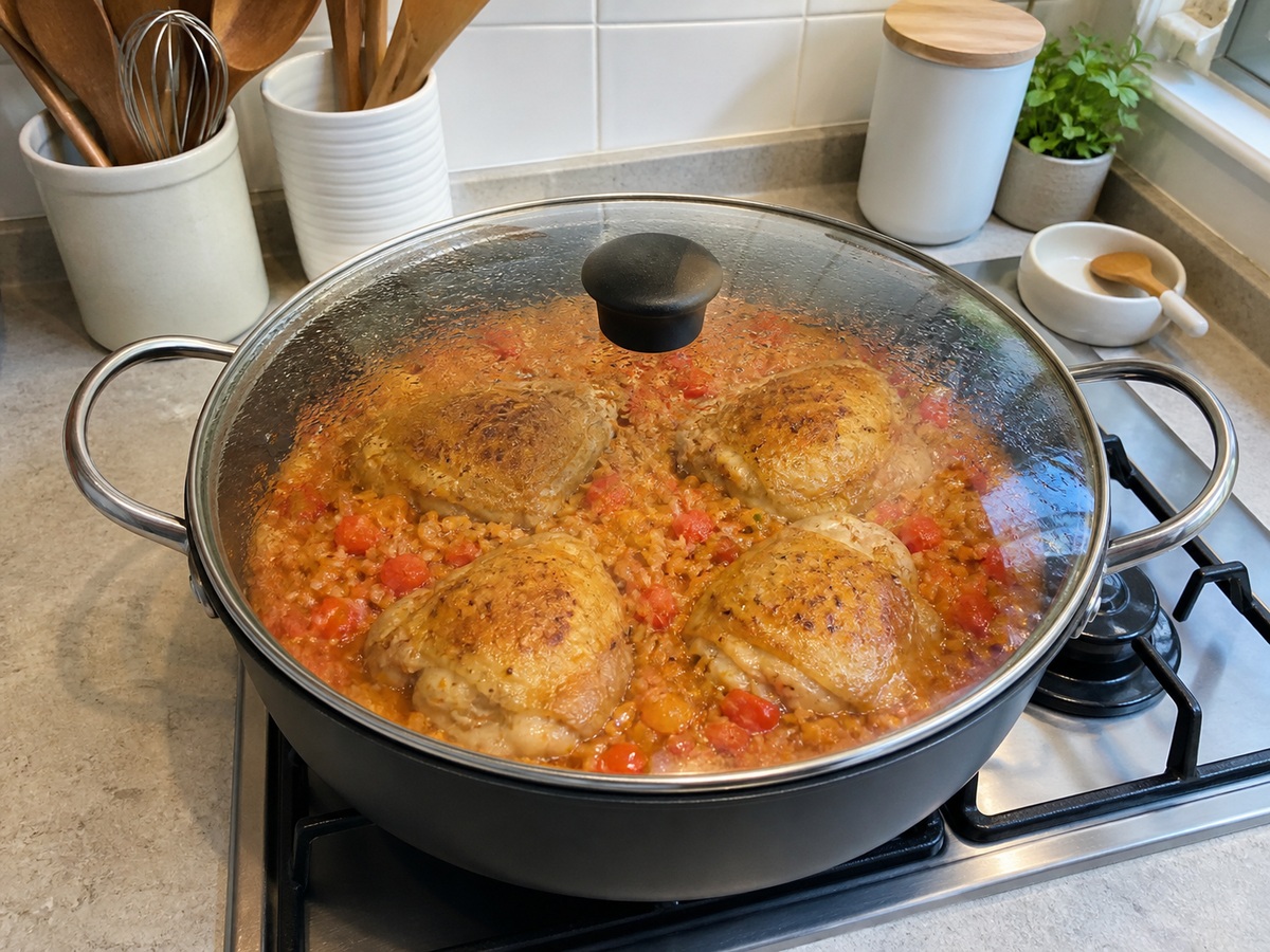 西班牙紅椒粉雞肉飯 — 加蓋煮飯