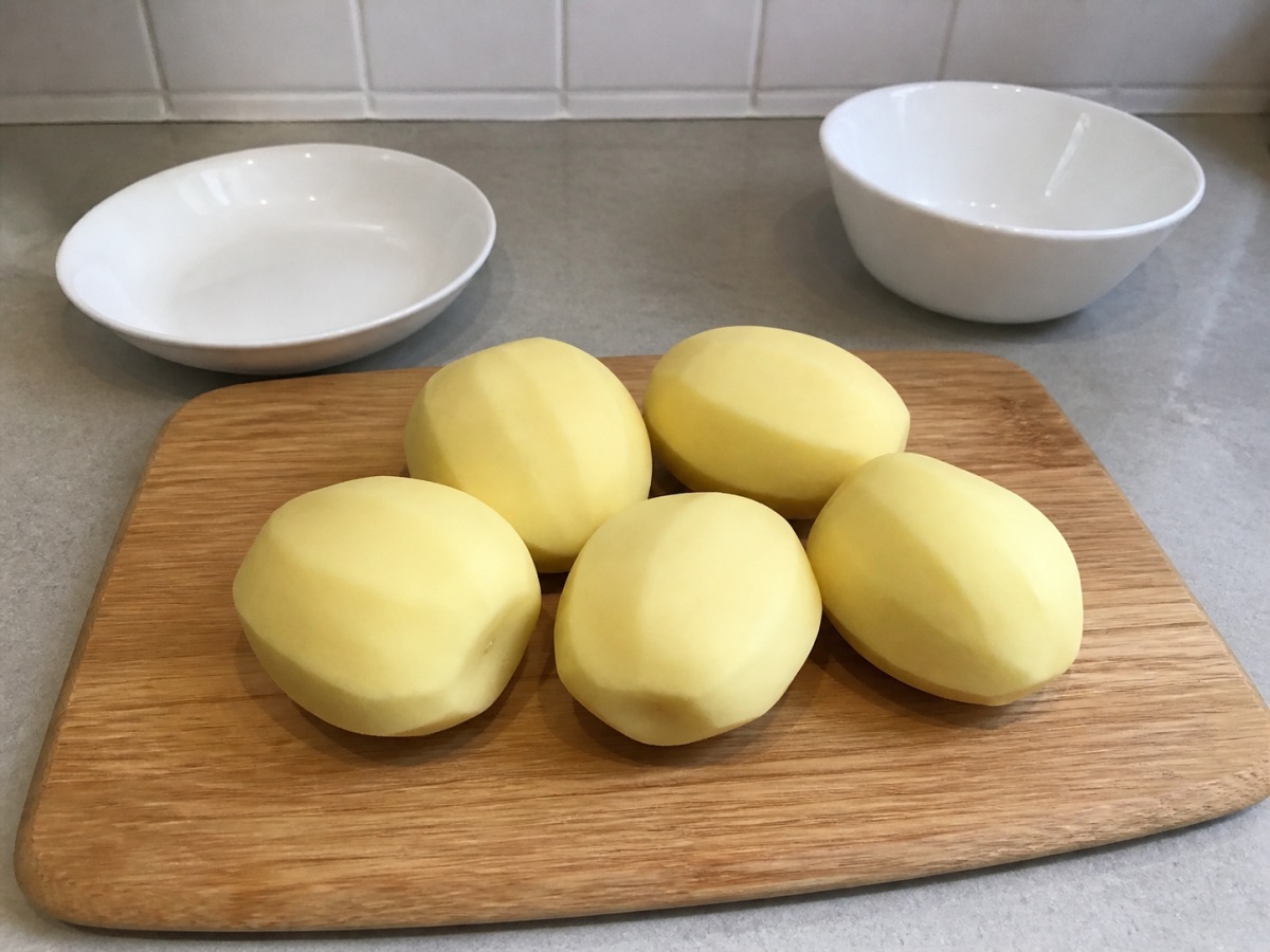Spanish Potato and Onion Tortilla — Peel potatoes