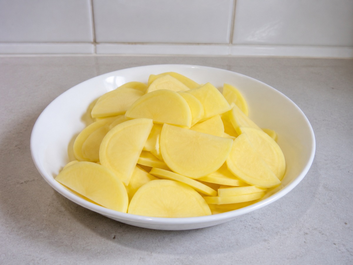 Spanish Potato and Onion Tortilla — Slice potatoes