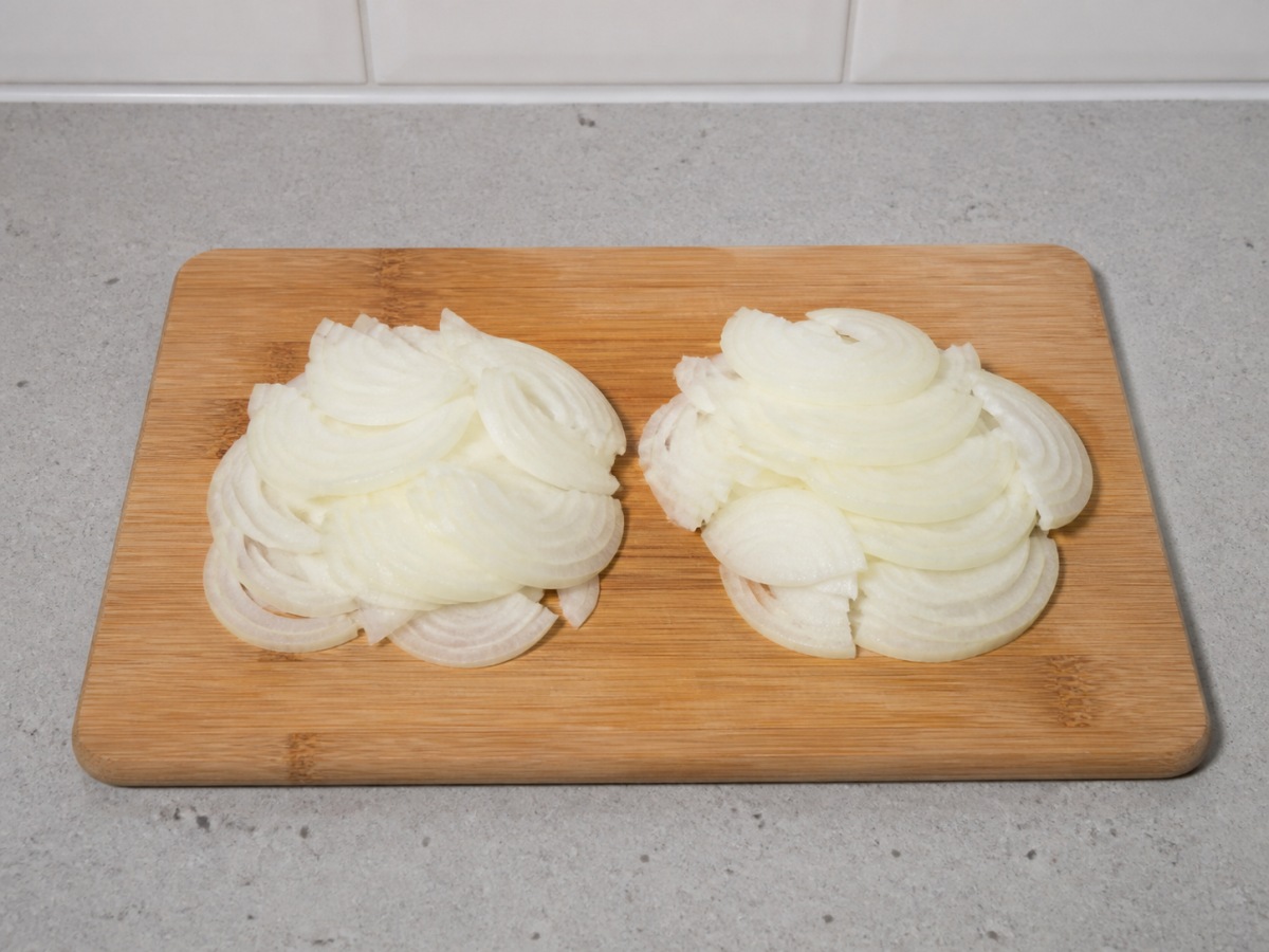 Spanish Potato and Onion Tortilla — Slice onions