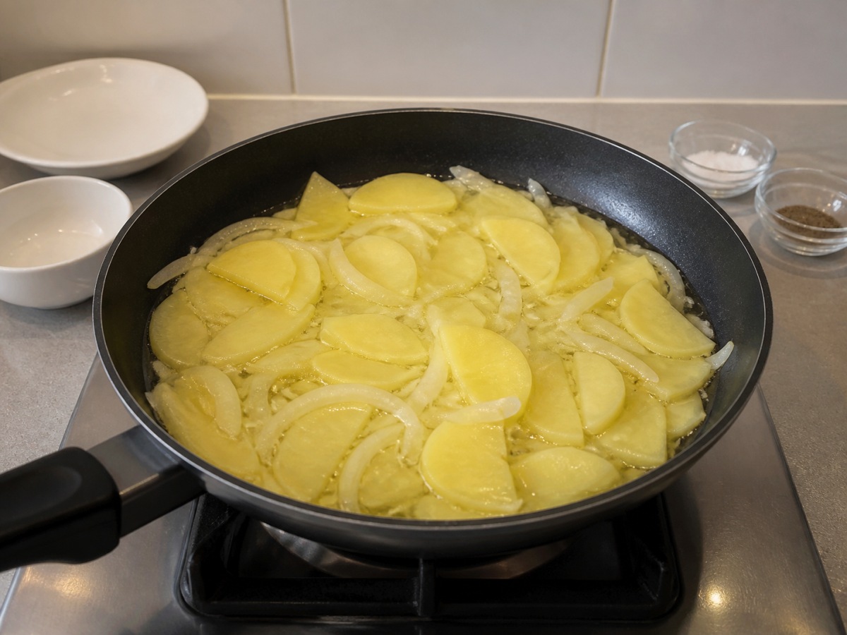 Spanish Potato and Onion Tortilla — Cook potato and onion