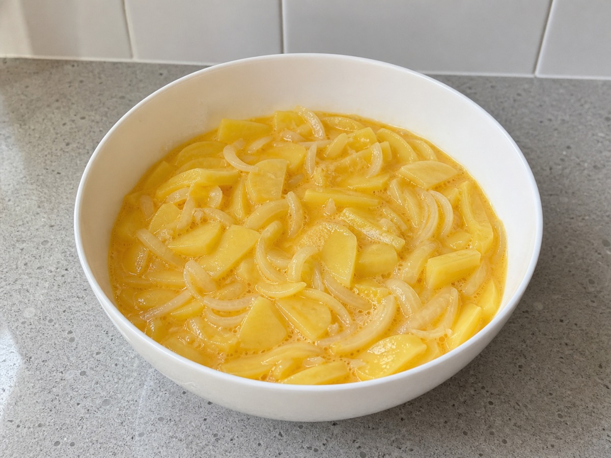 Spanish Potato and Onion Tortilla — Rest mixture