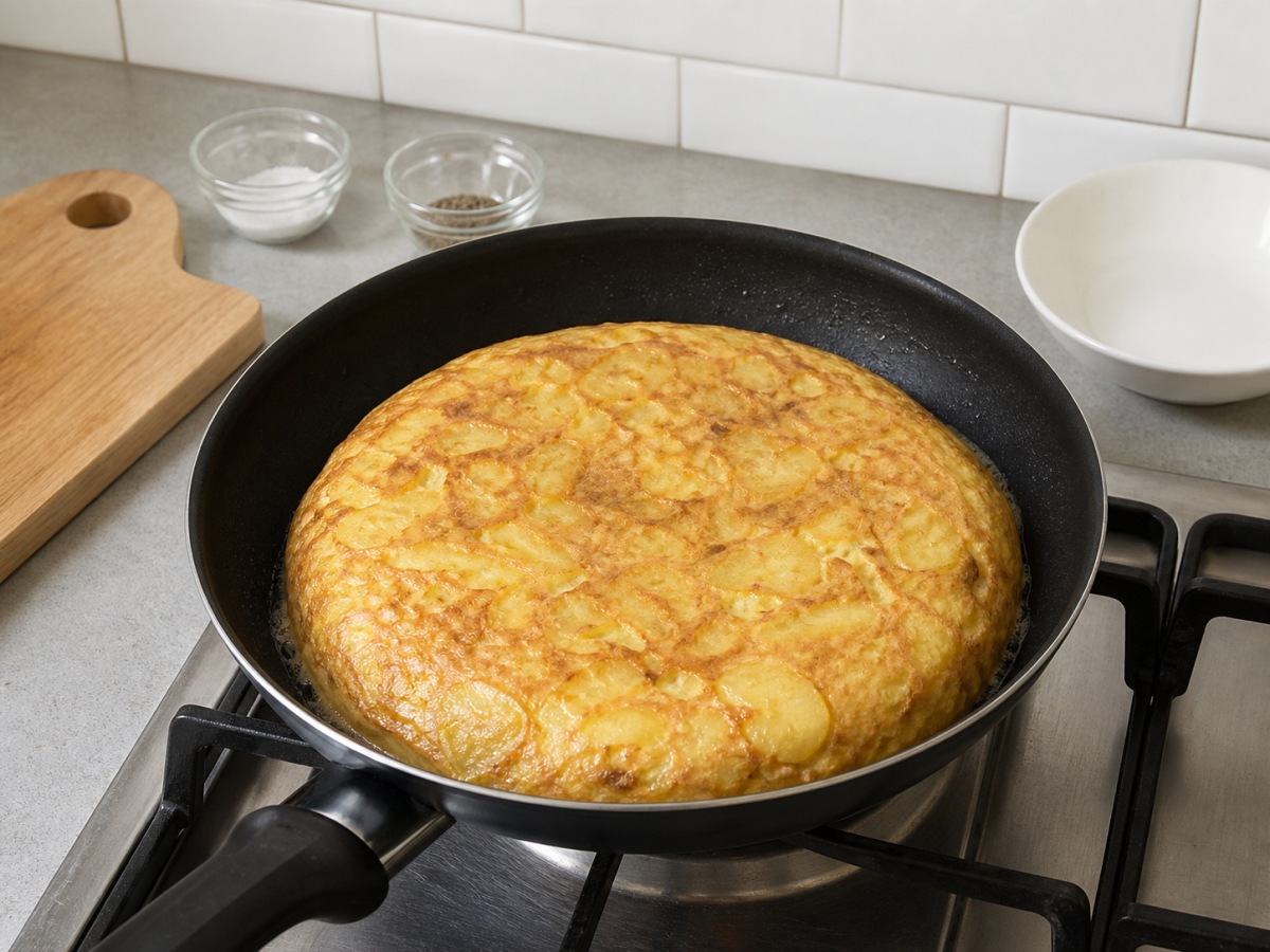 Spanish Potato and Onion Tortilla — Cook second side