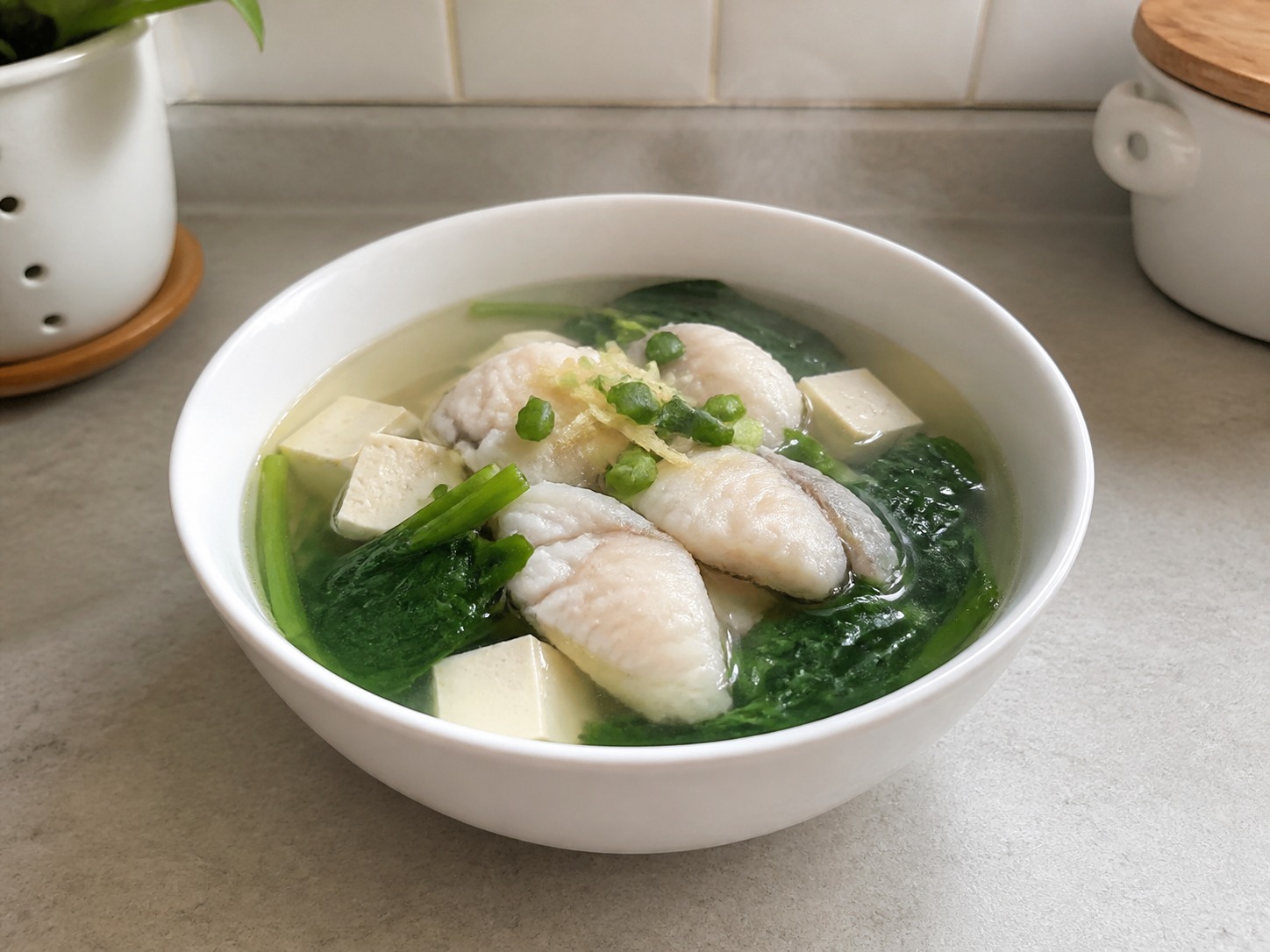 菠菜魚片豆腐湯完成圖｜Spinach Fish Fillet and Tofu Soup