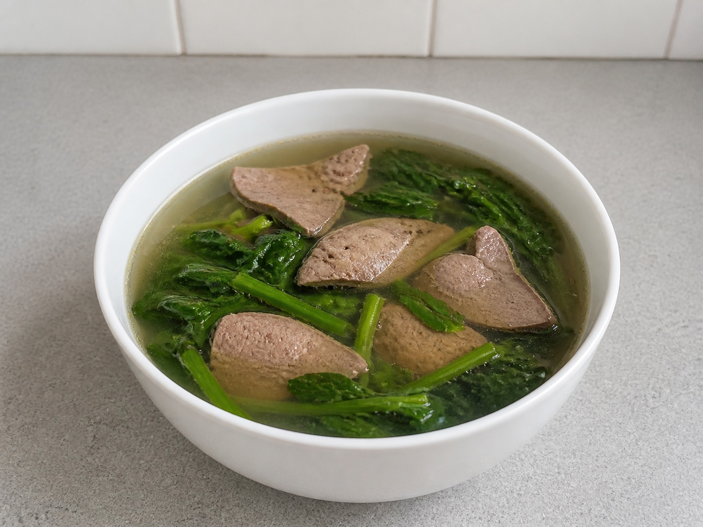Spinach and Pork Liver Soup — finished dish