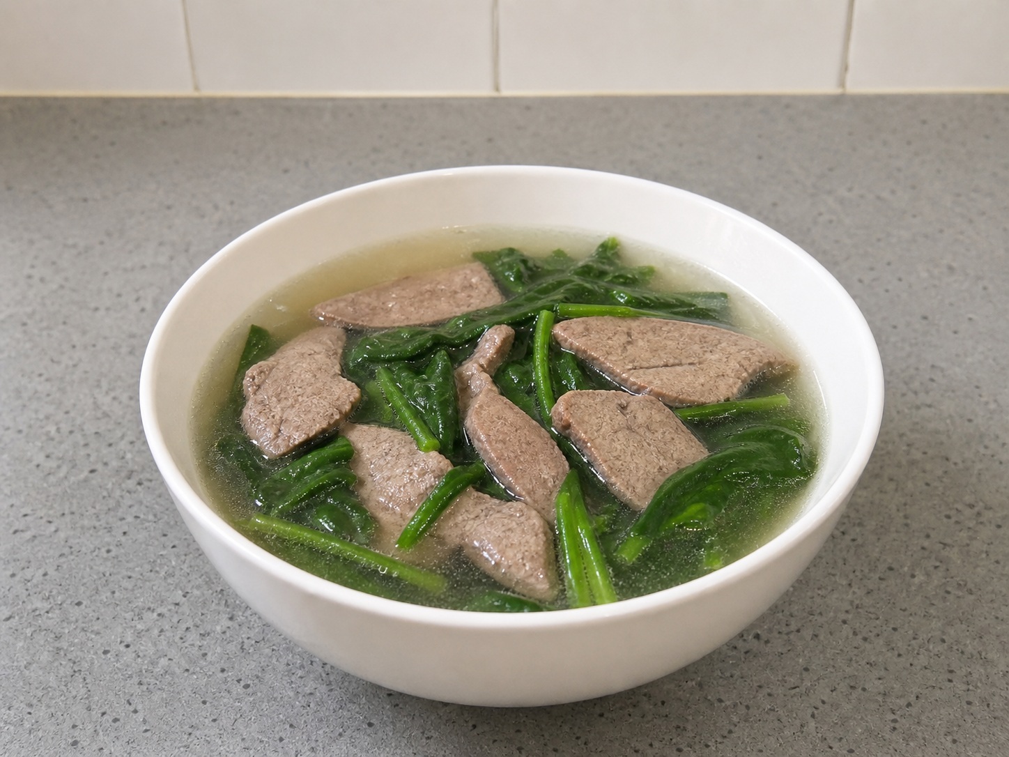 Spinach and Pork Liver Soup — Serve immediately