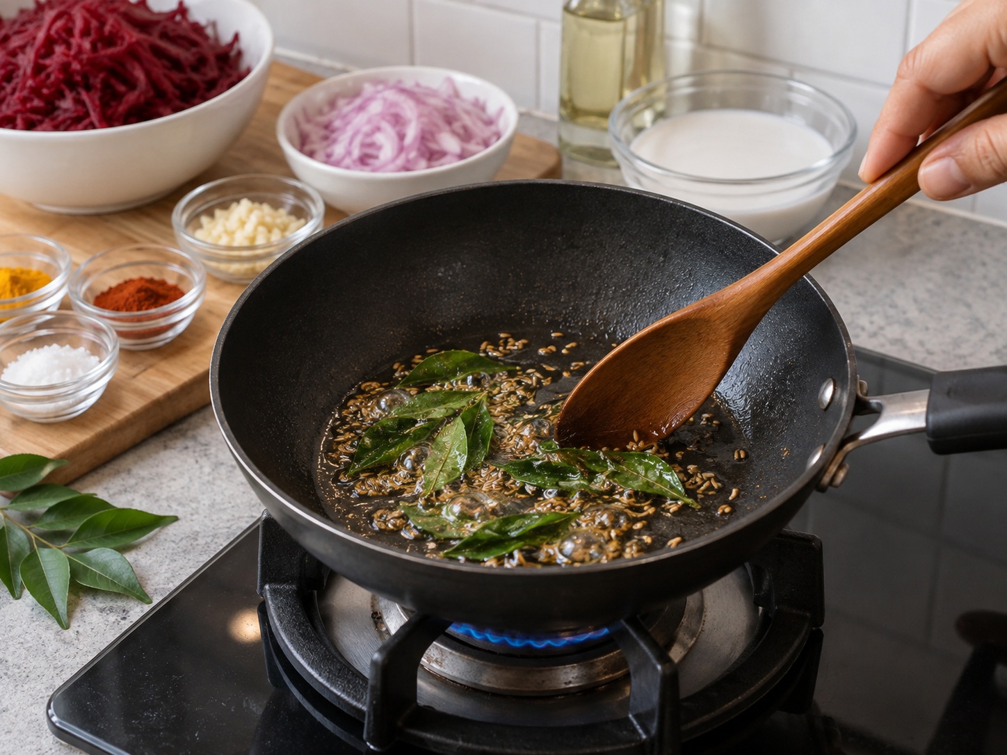 Kari Bit Sri Lanka — Tumis biji dan daun