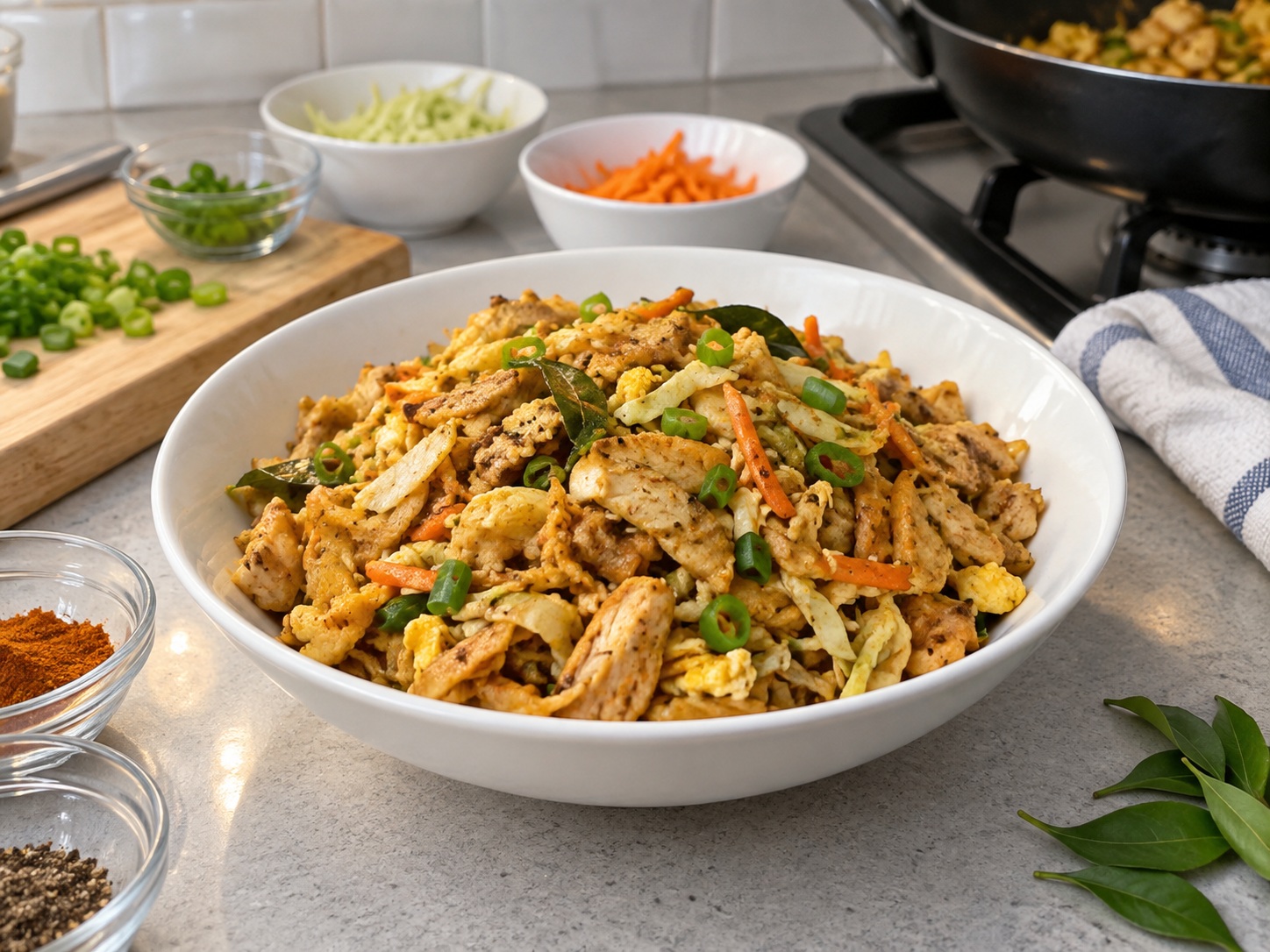 Kottu Roti Ayam Sri Lanka — hidangan selesai