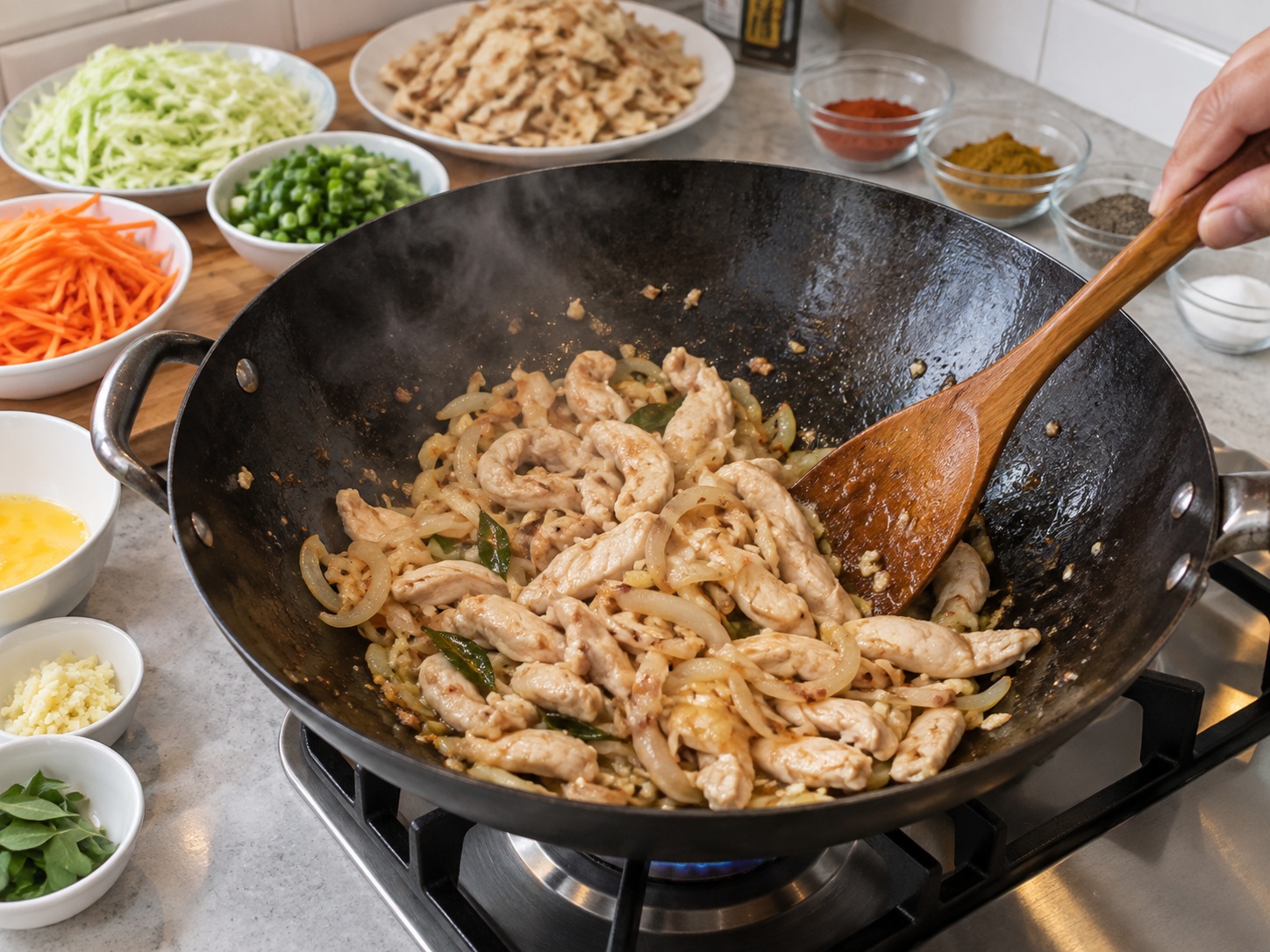 Kottu Roti Ayam Sri Lanka — Tumis ayam