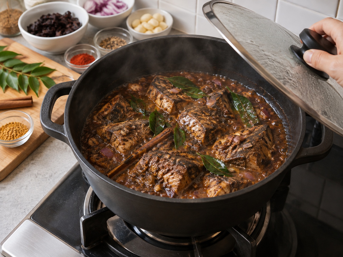 Ambul Thiyal Ikan Sri Lanka — Masak perlahan daging tuna