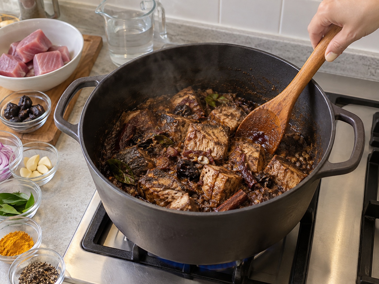 Ambul Thiyal Ikan Sri Lanka — Kentalkan daging tuna