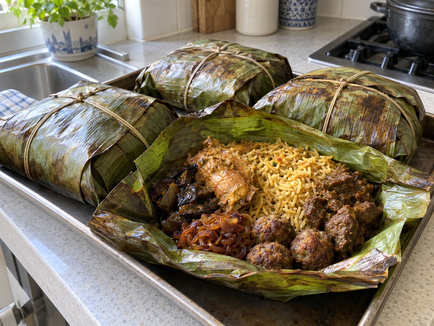 斯里蘭卡香蕉葉焗飯 — 完成圖