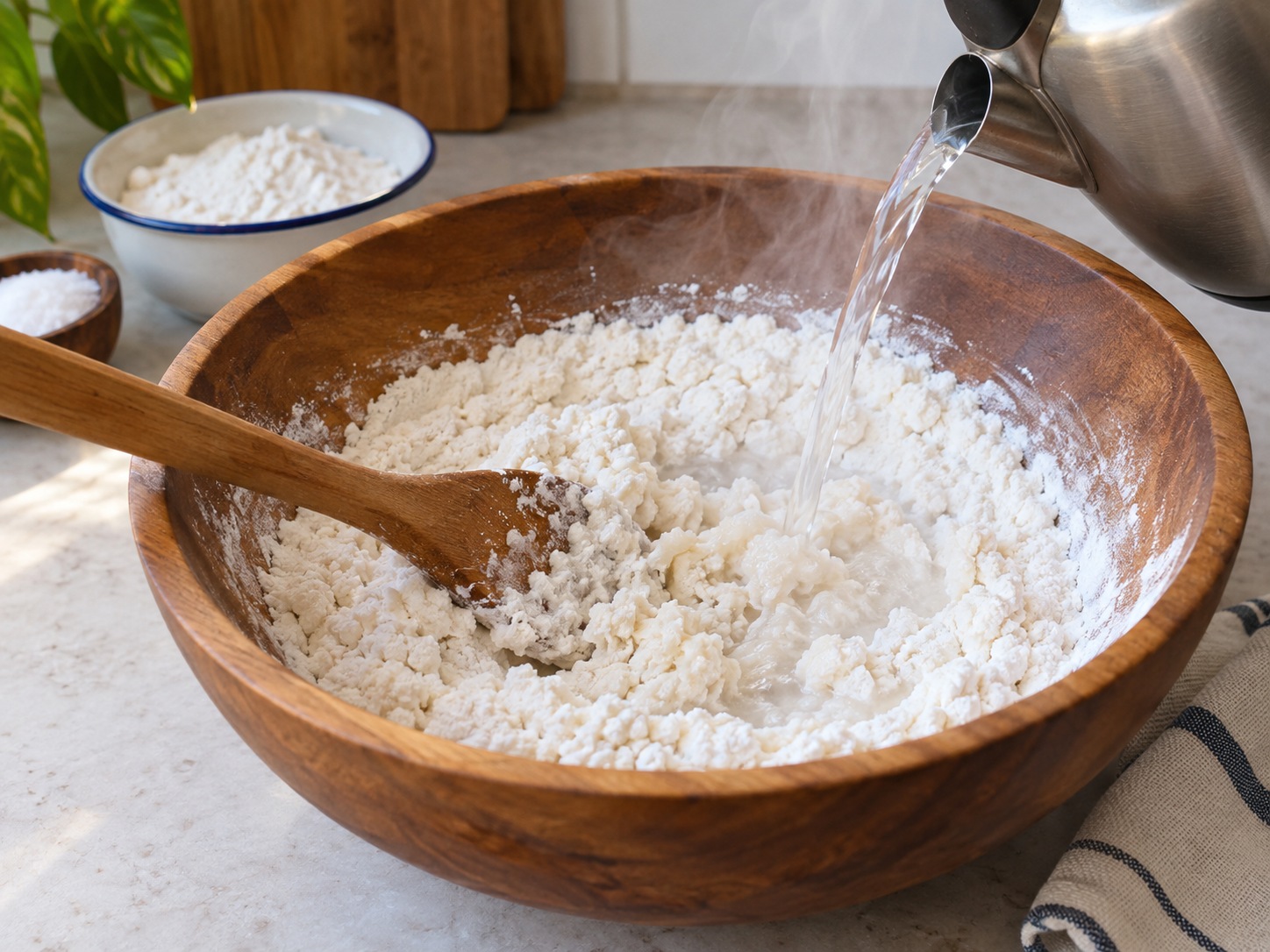 Sri Lankan String Hoppers na Pugad ng Noodles — Idagdag ang mainit na tubig