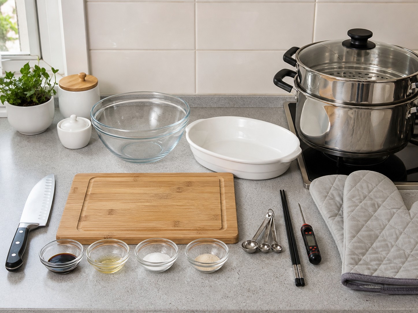 Home tools for steamed beef with enoki mushrooms