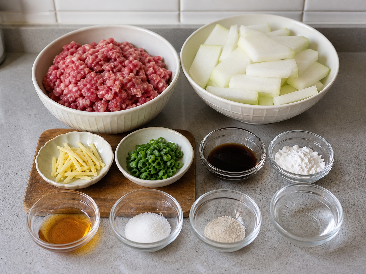 Steamed Beef Patty na may Winter Melon — mga sangkap