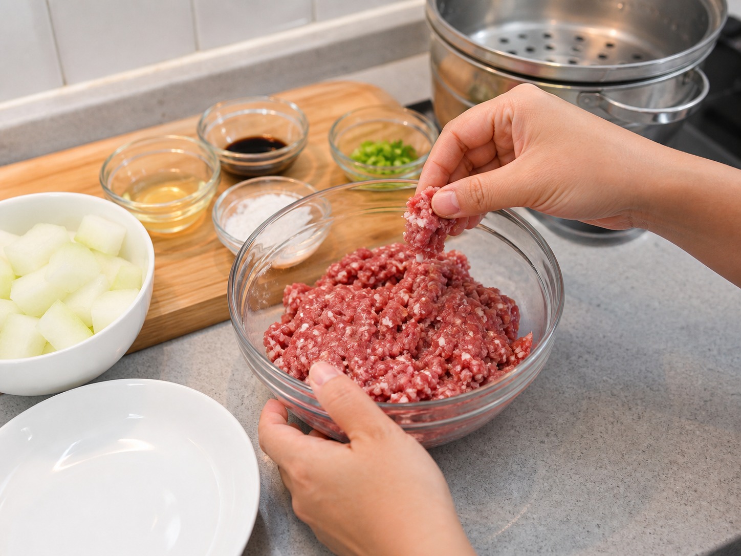 Steamed Beef Patty na may Winter Melon — hakbang 2