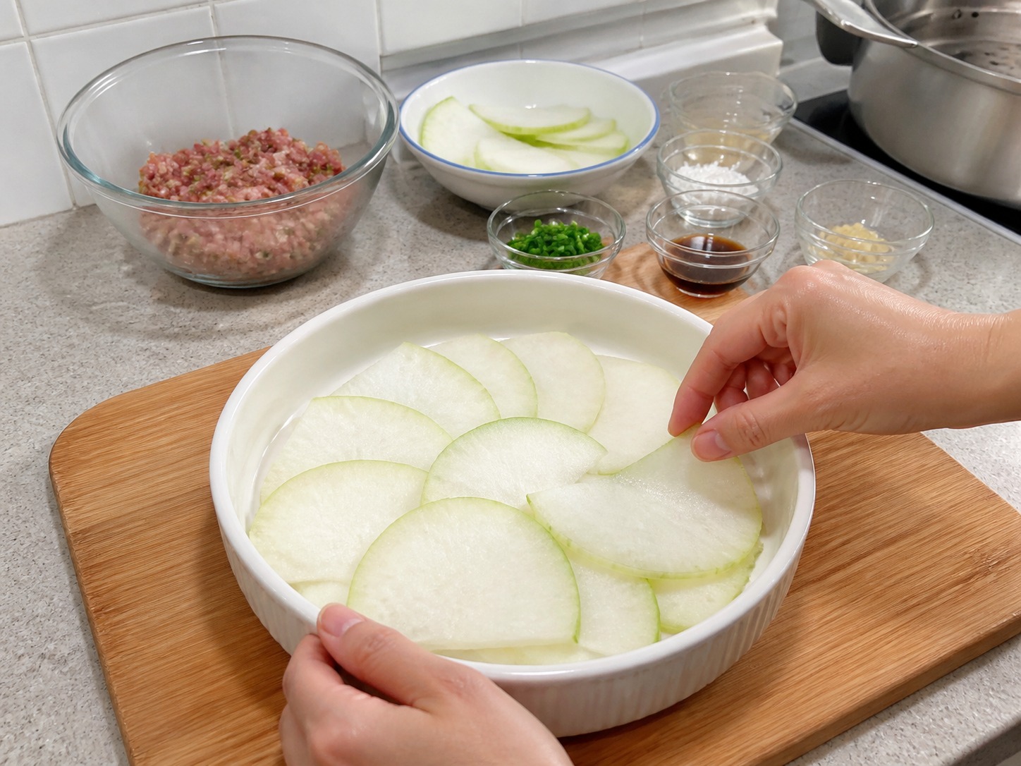Steamed Beef Patty na may Winter Melon — hakbang 4