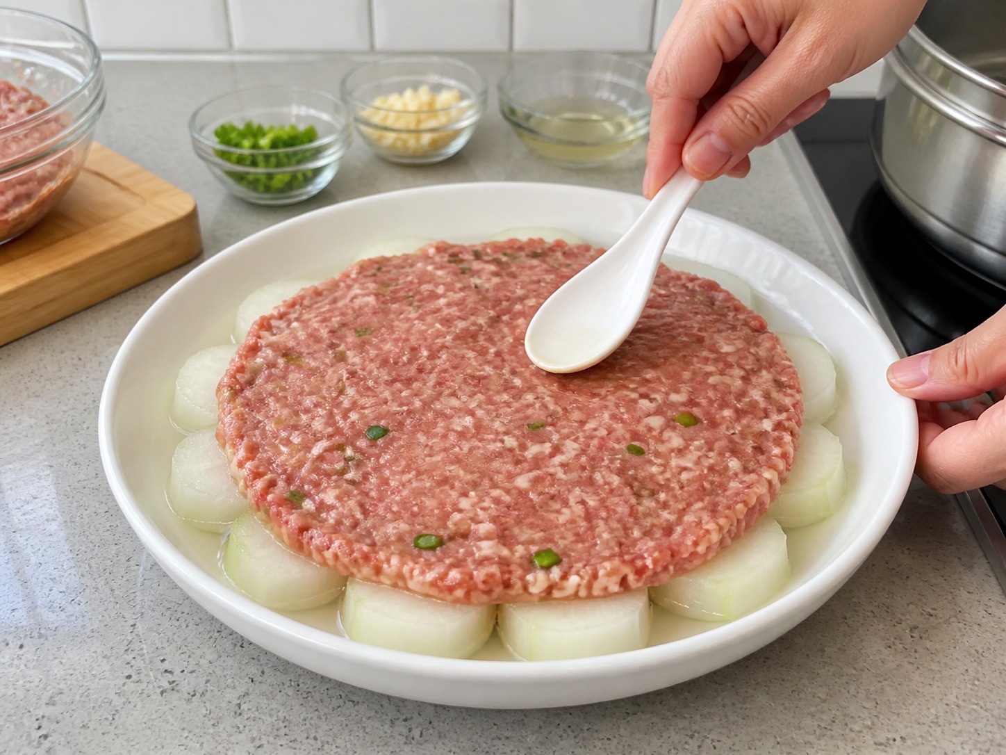 Steamed Beef Patty na may Winter Melon — hakbang 8