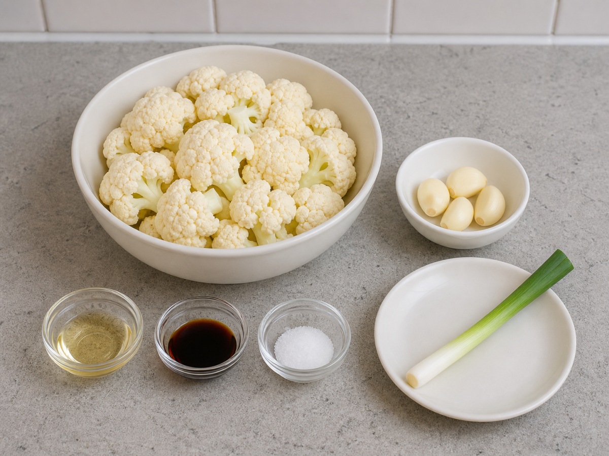 All ingredients for Steamed Cauliflower with Garlic