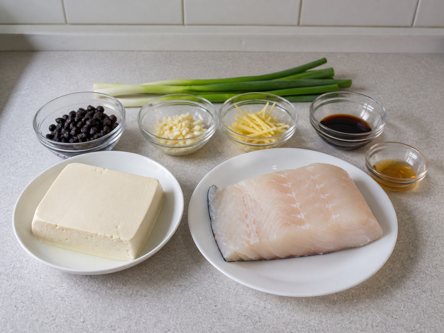 豆豉豆腐蒸鱈魚 — 材料總覽