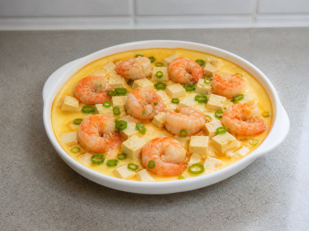 蝦仁豆腐蒸水蛋完成圖