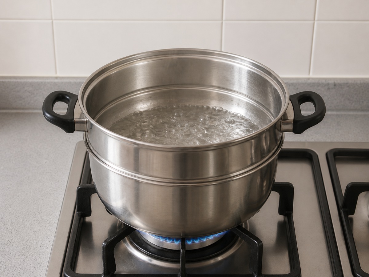 蝦仁豆腐蒸水蛋: 煮滾蒸鍋水