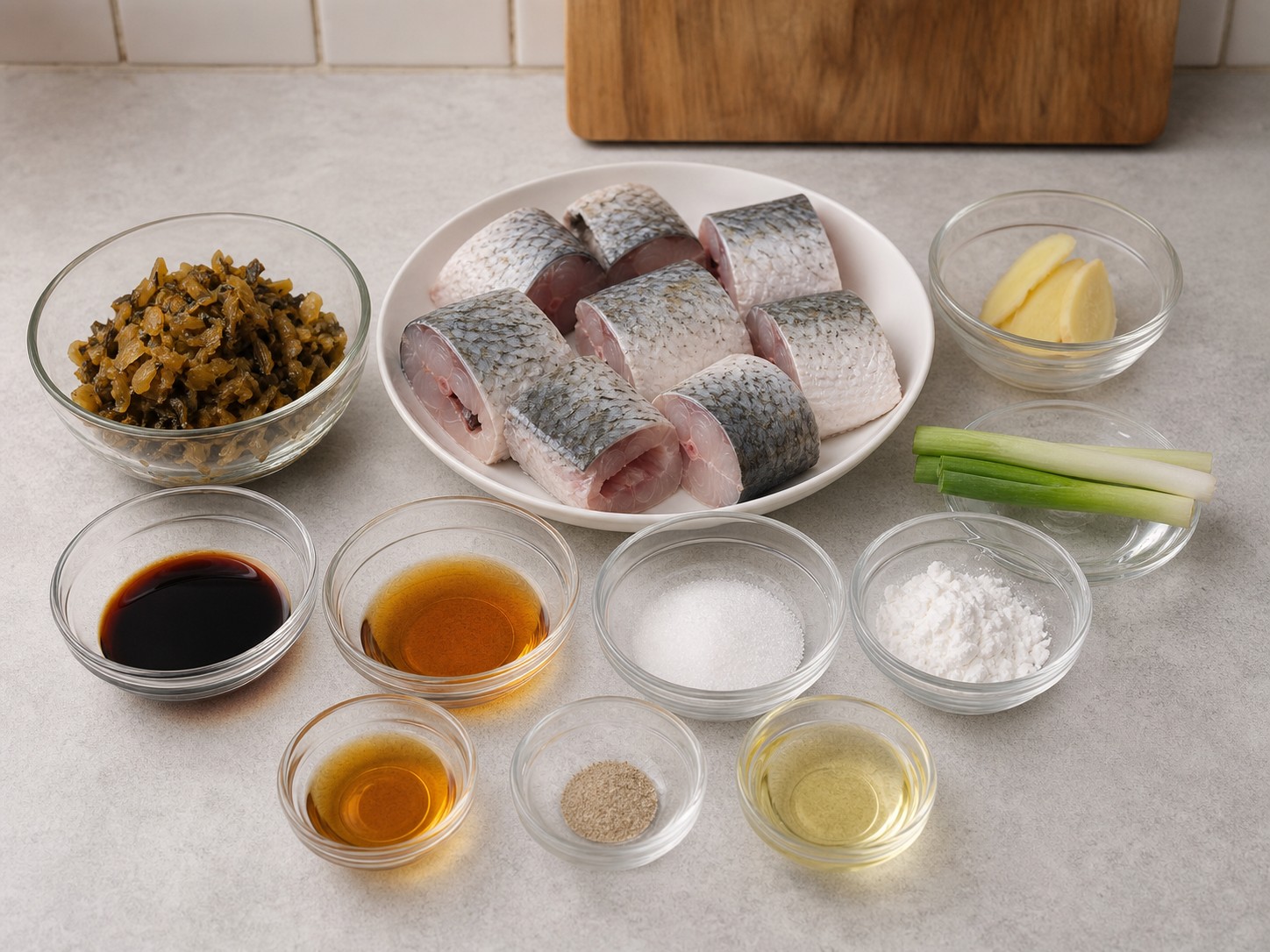 梅菜蒸鯇魚主要材料總覽