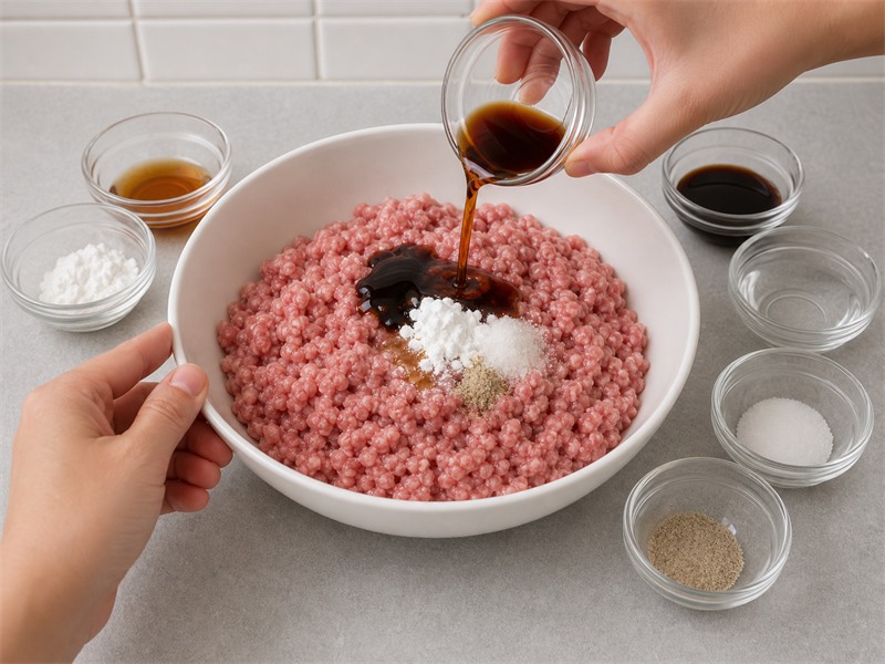 蒸肉餅:加入調味
