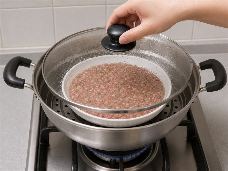 蒸肉餅:開始蒸肉餅
