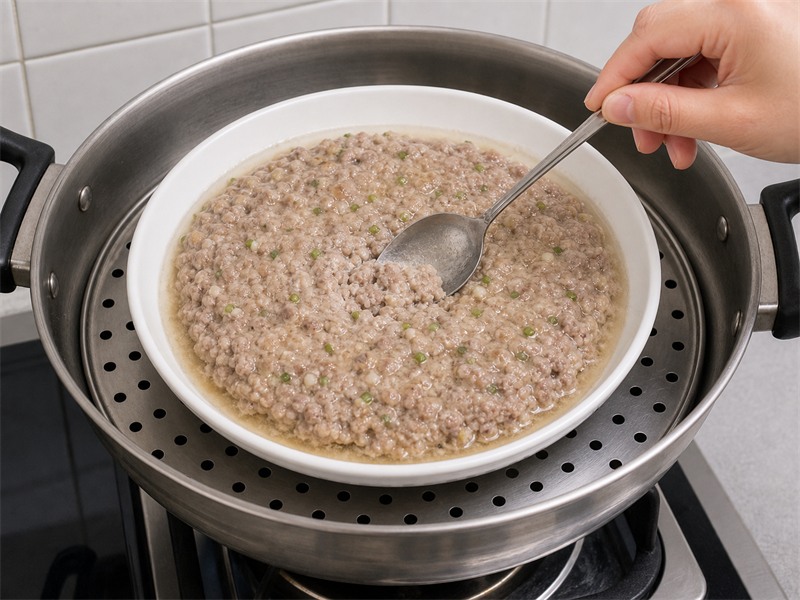 蒸肉餅:檢查熟度