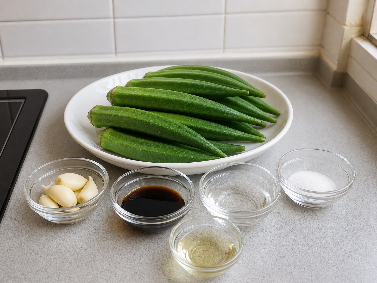 Steamed Okra with Garlic Soy Sauce — ingredient overview