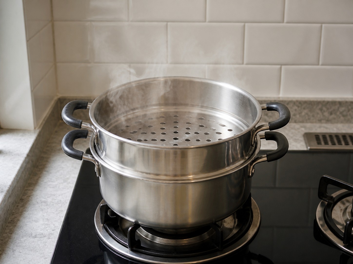 Steamed Okra with Garlic Soy Sauce — step 5: Preheat steamer