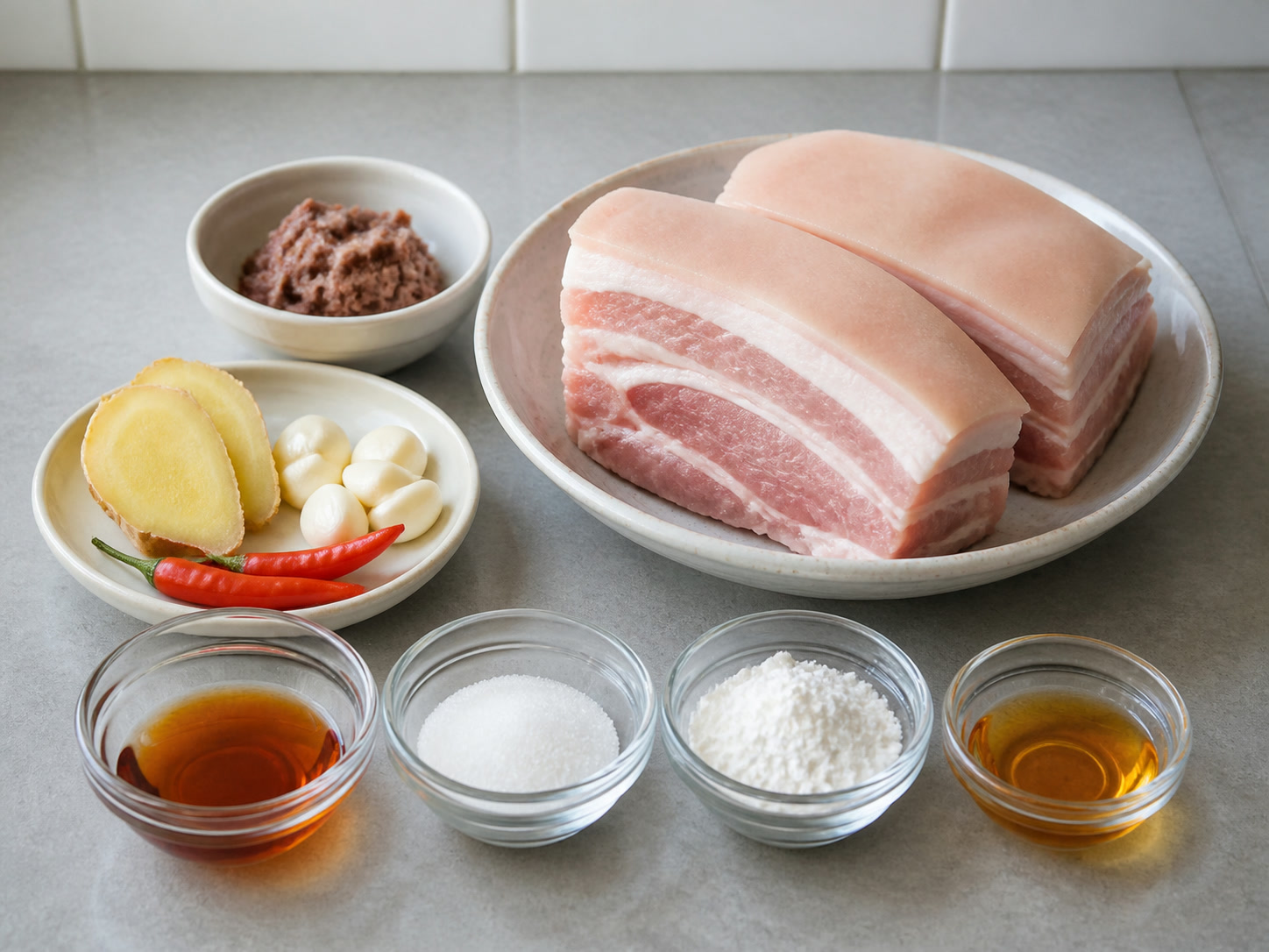 Pinasingawang Pork Belly na may Bagoong Alamang complete ingredient overview