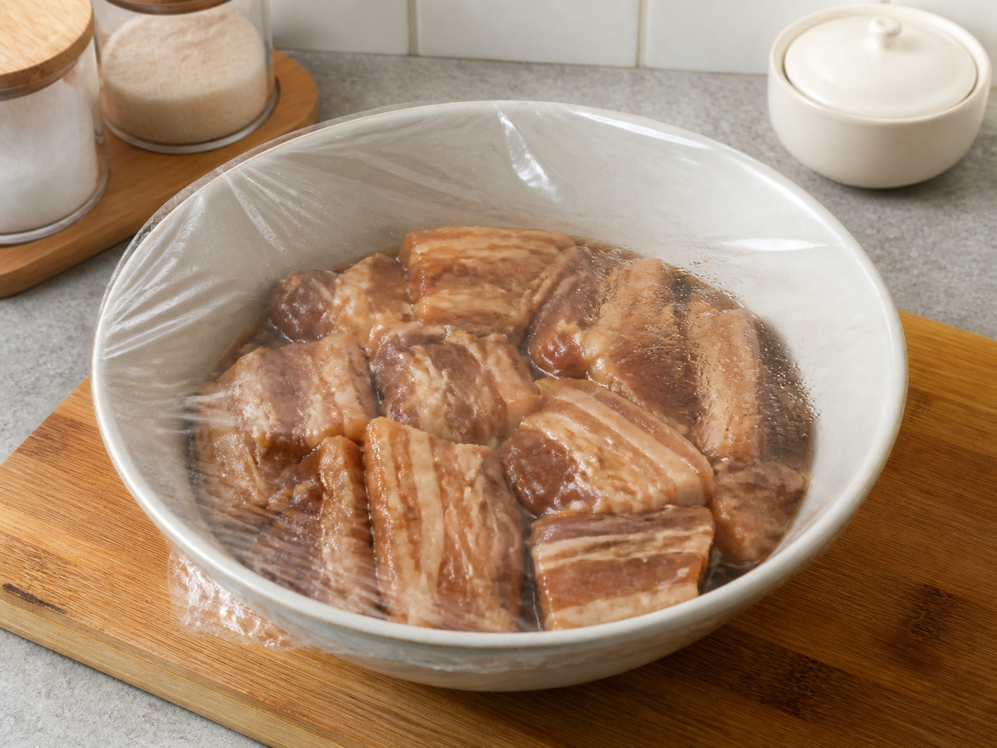 Pinasingawang Pork Belly na may Bagoong Alamang: I-marinate nang 20 minuto