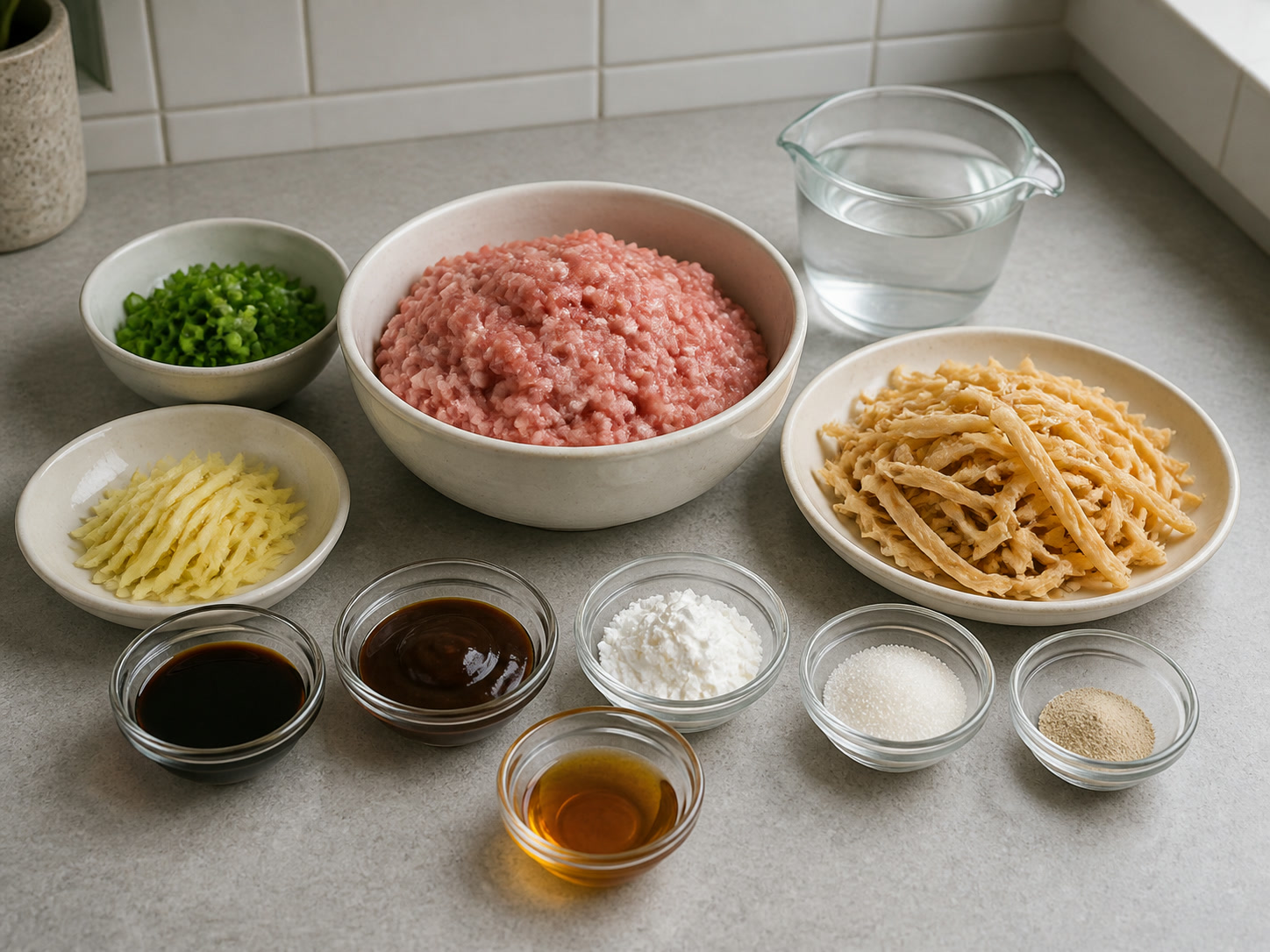 Steamed Pork Patty na may Tuyong Pusit complete ingredient overview
