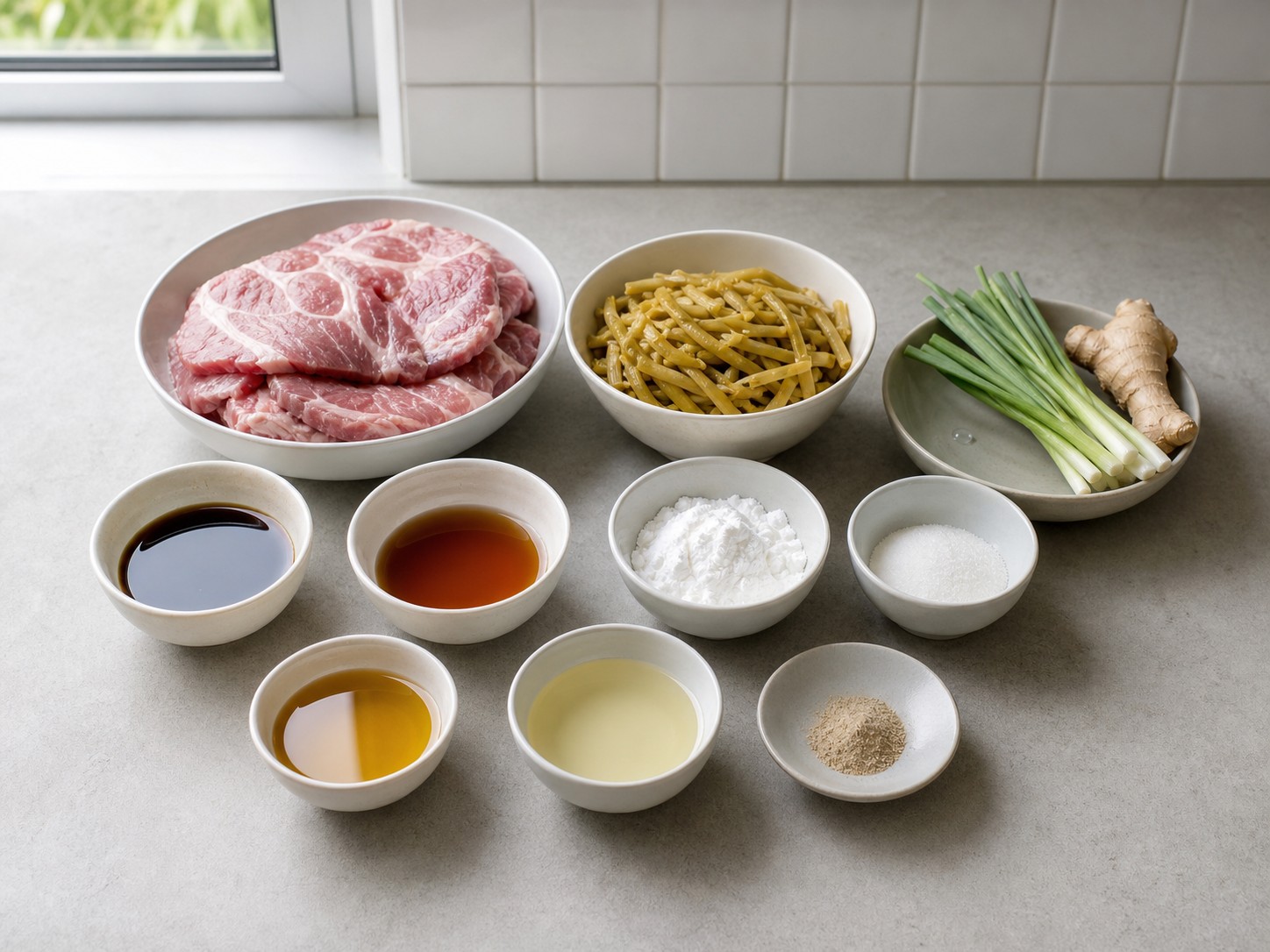 榨菜蒸豬肉片主要材料總覽
