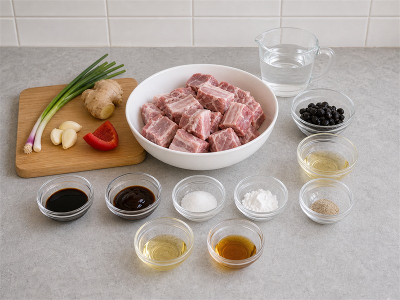 豆豉蒸排骨主要材料總覽