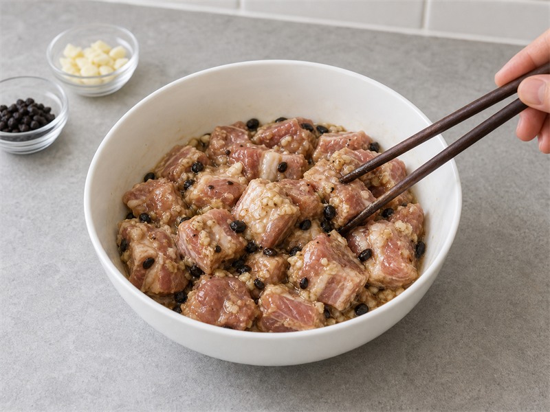 豆豉蒸排骨:醃排骨