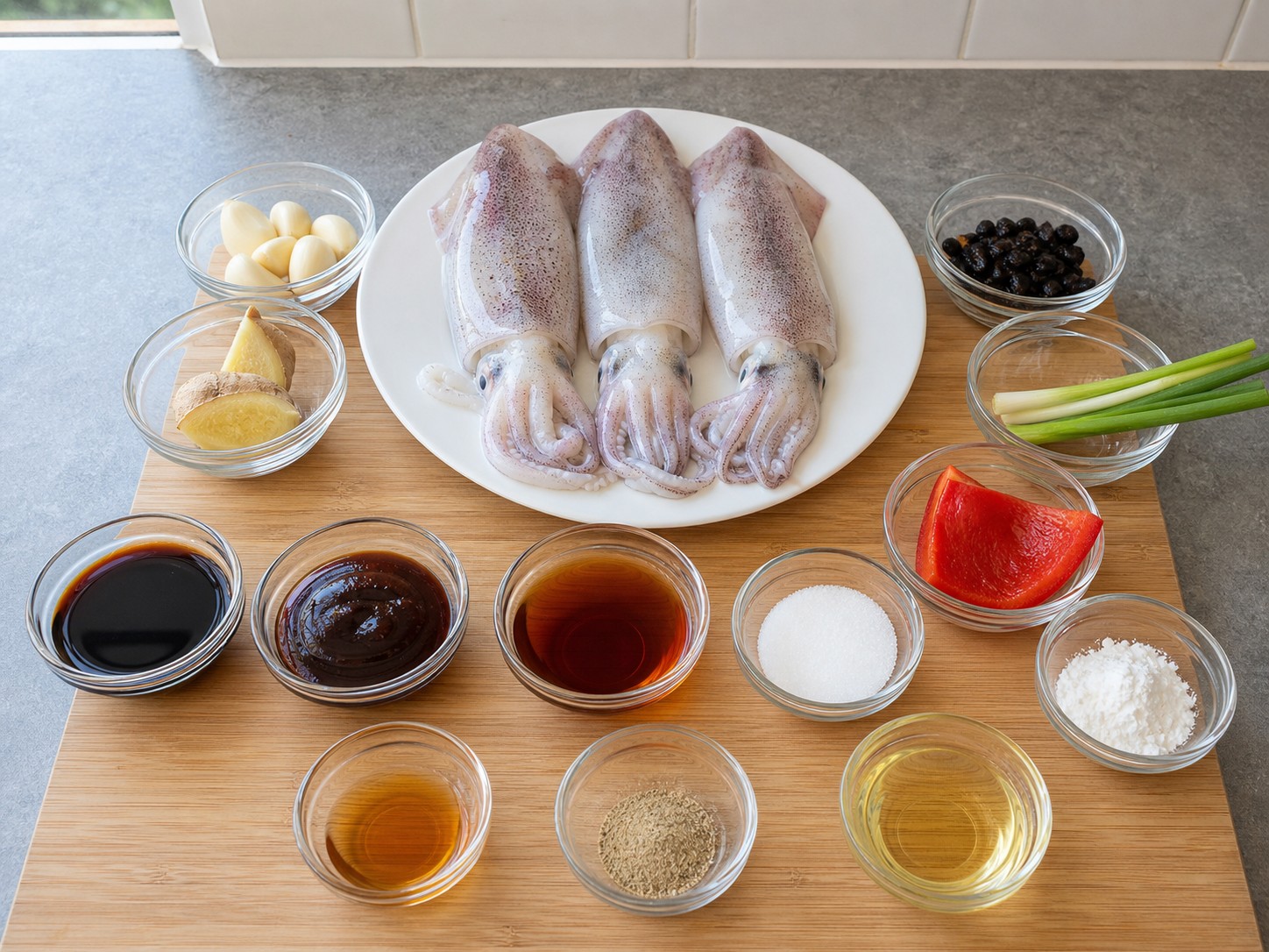 蒜蓉豆豉蒸鮮魷主要材料總覽