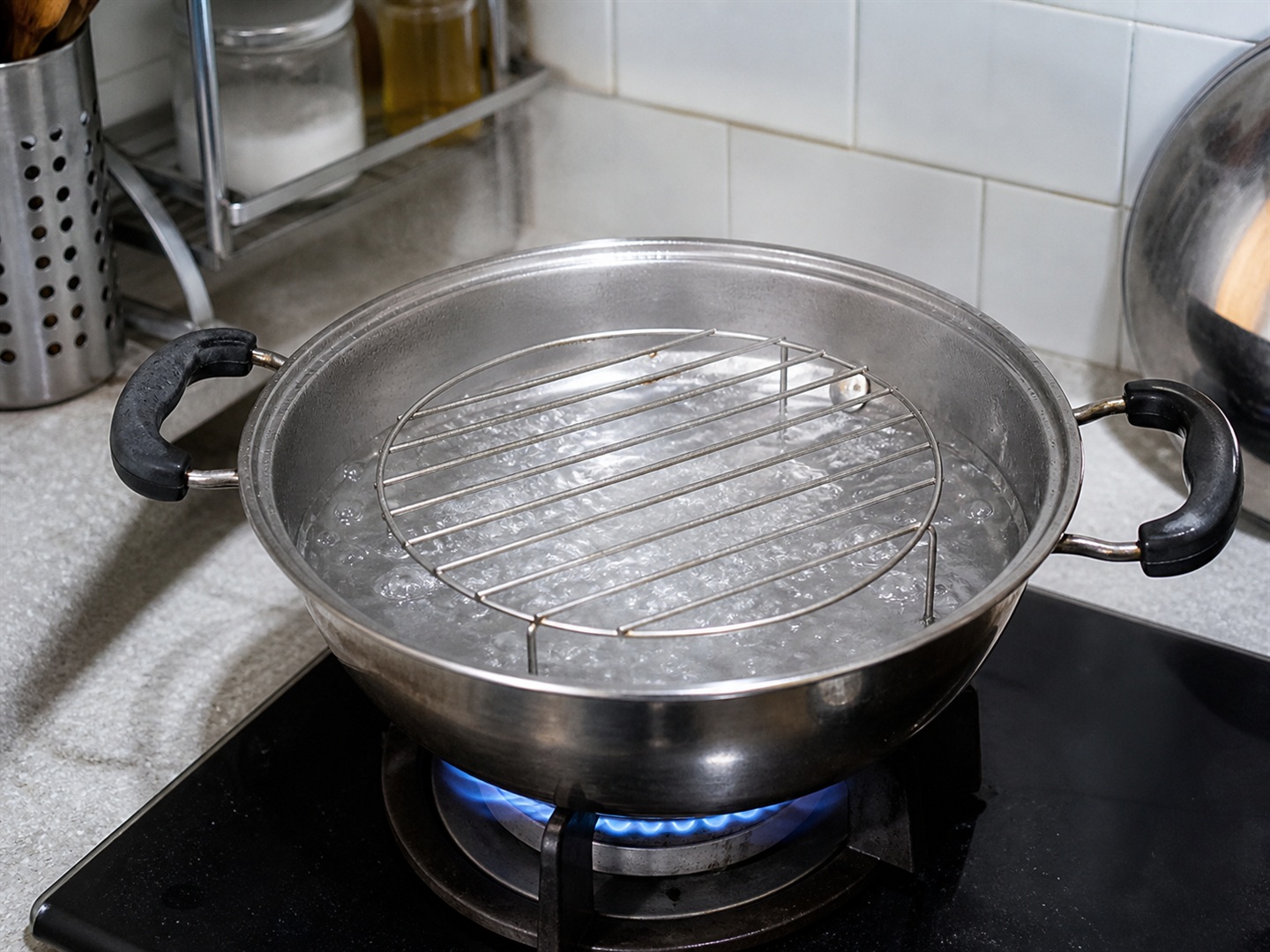 豆豉鯪魚蒸豆腐 — 煮滾蒸鍋水