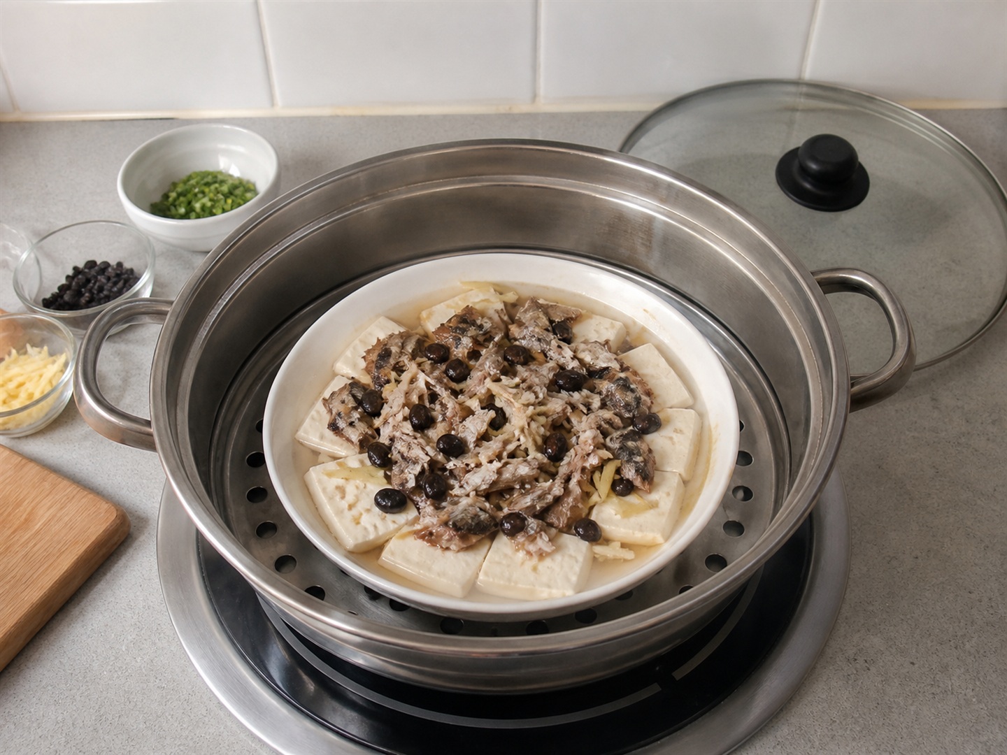 豆豉鯪魚蒸豆腐 — 蒸豆腐鯪魚