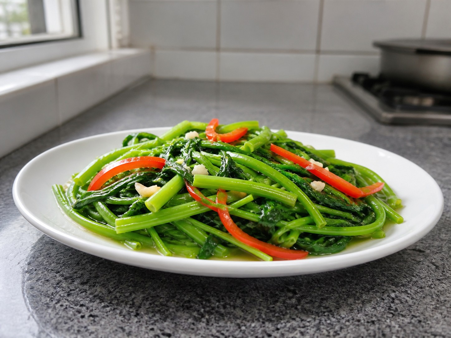 椒絲腐乳炒通菜完成圖|Stir-fried Water Spinach with Fermented Beancurd and Red Pepper