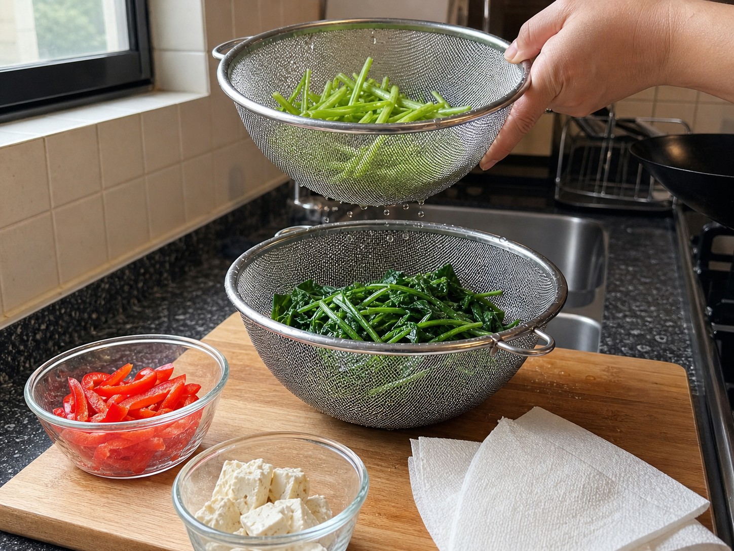 Stir-fried Water Spinach with Fermented Beancurd and Red Pepper — step 4