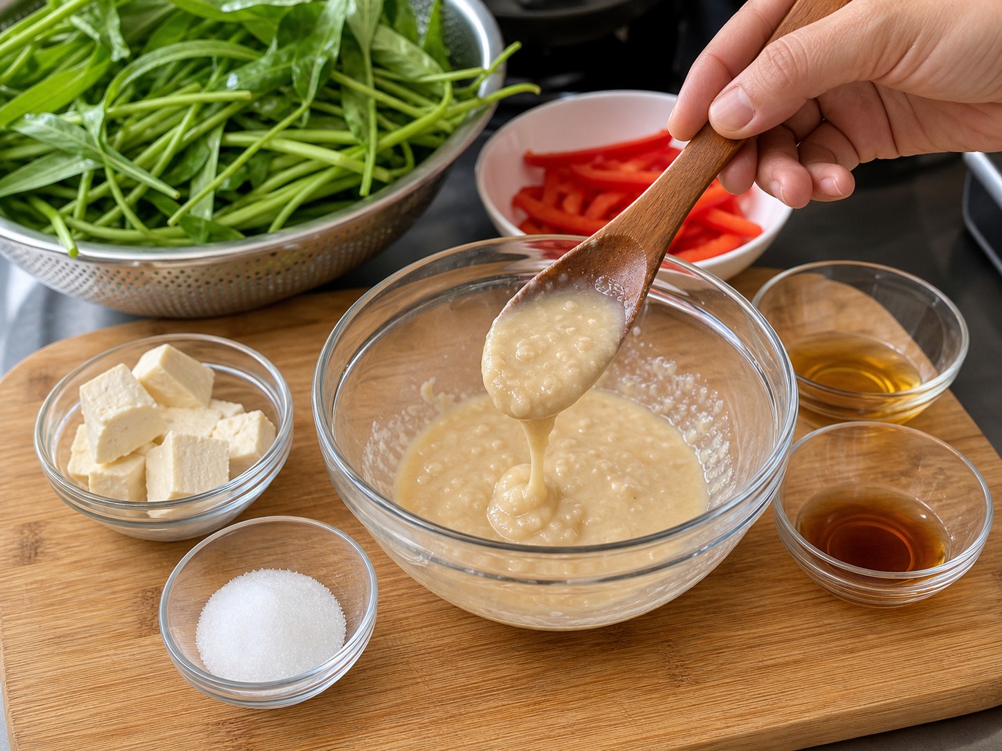 Stir-fried Water Spinach with Fermented Beancurd and Red Pepper — step 7