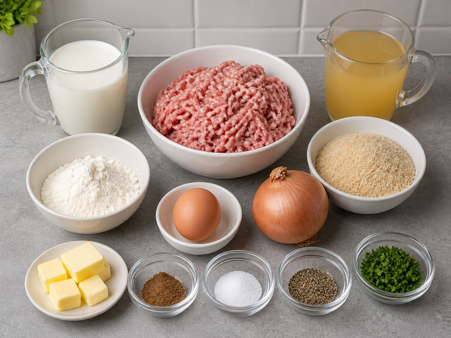 Bola Daging Babi ala Swedia dengan Saus Krim Ringan complete ingredient overview
