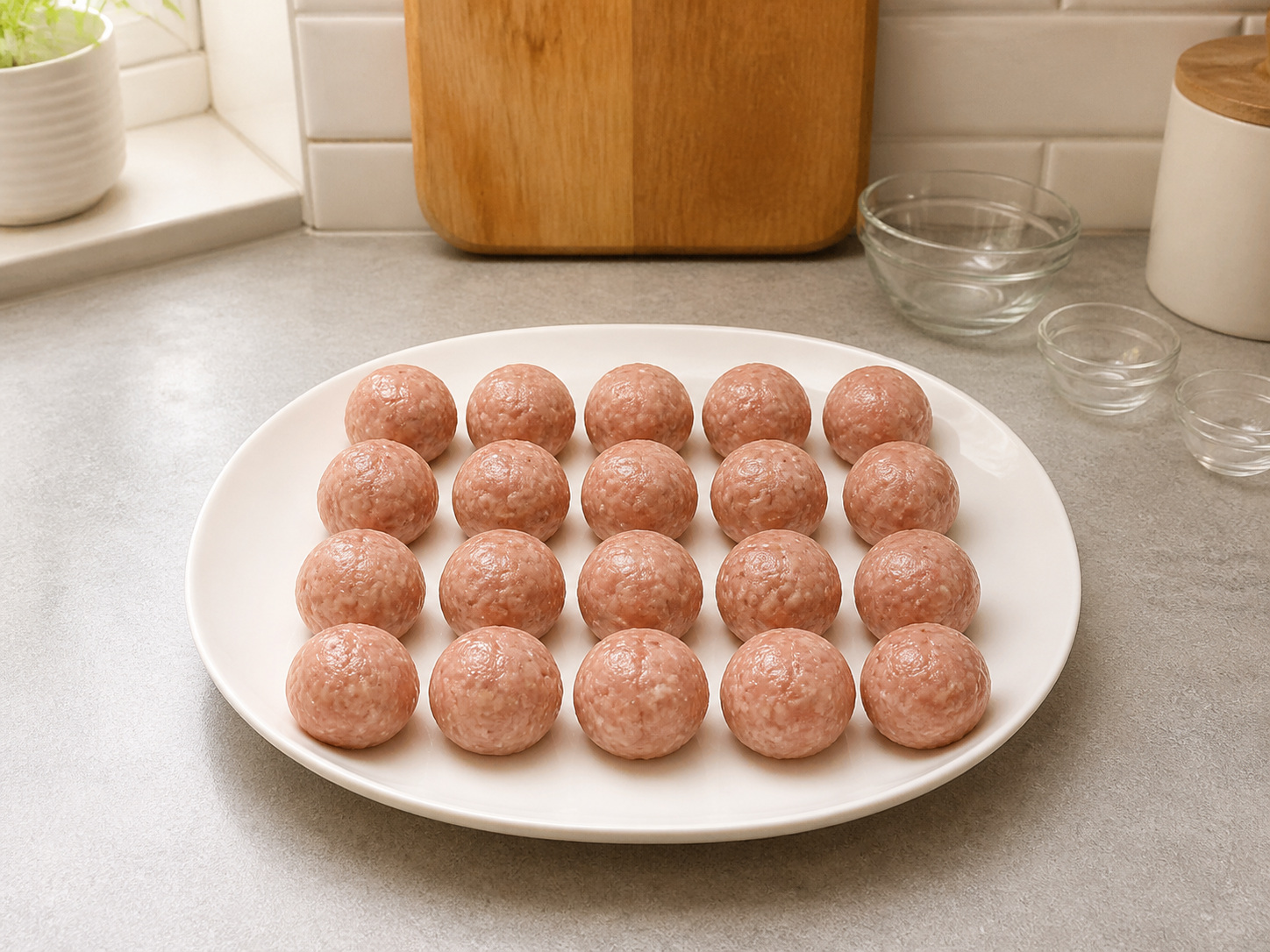 Bola Daging Babi ala Swedia dengan Saus Krim Ringan: Bulatkan bola daging
