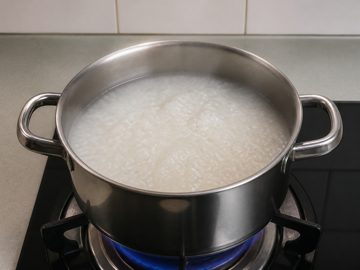 Bubur Ubi Jalar — Masak beras 30 menit