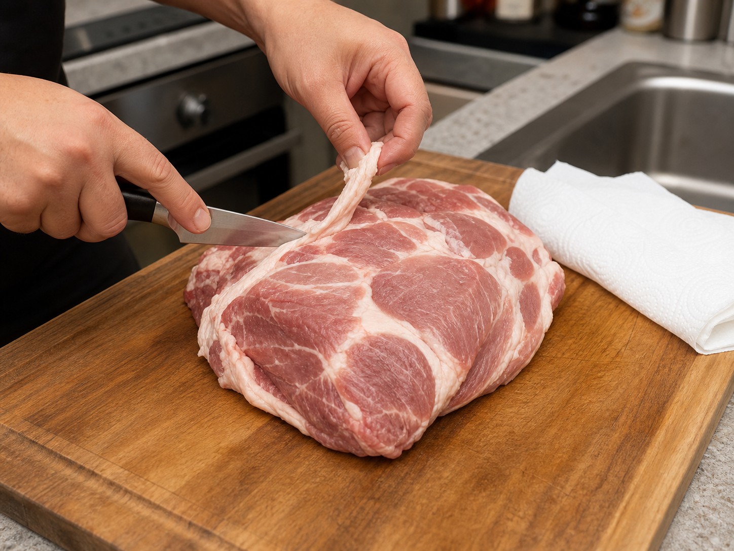 菠蘿咕嚕肉:修整豬肉