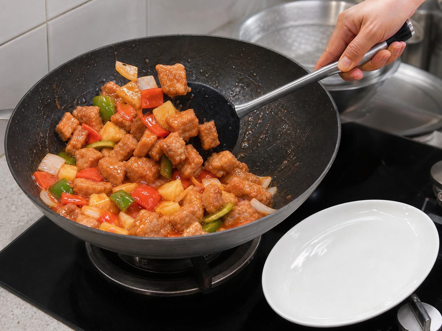 菠蘿咕嚕肉:快速兜汁上碟
