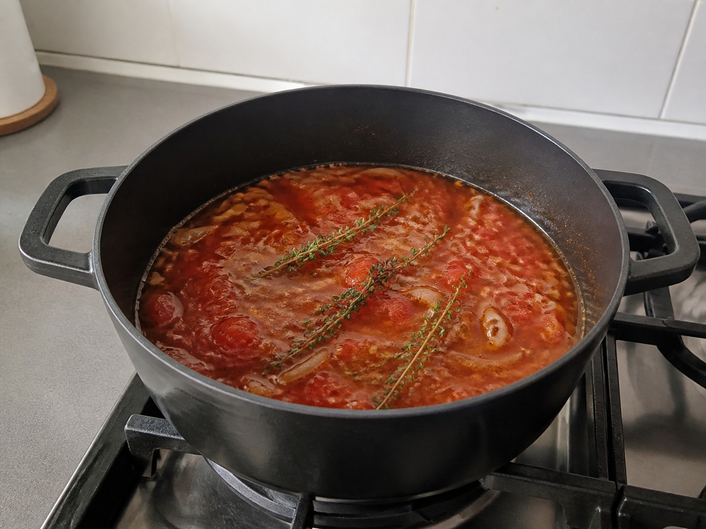 Swiss Steak with Tomato and Onions — Add liquids